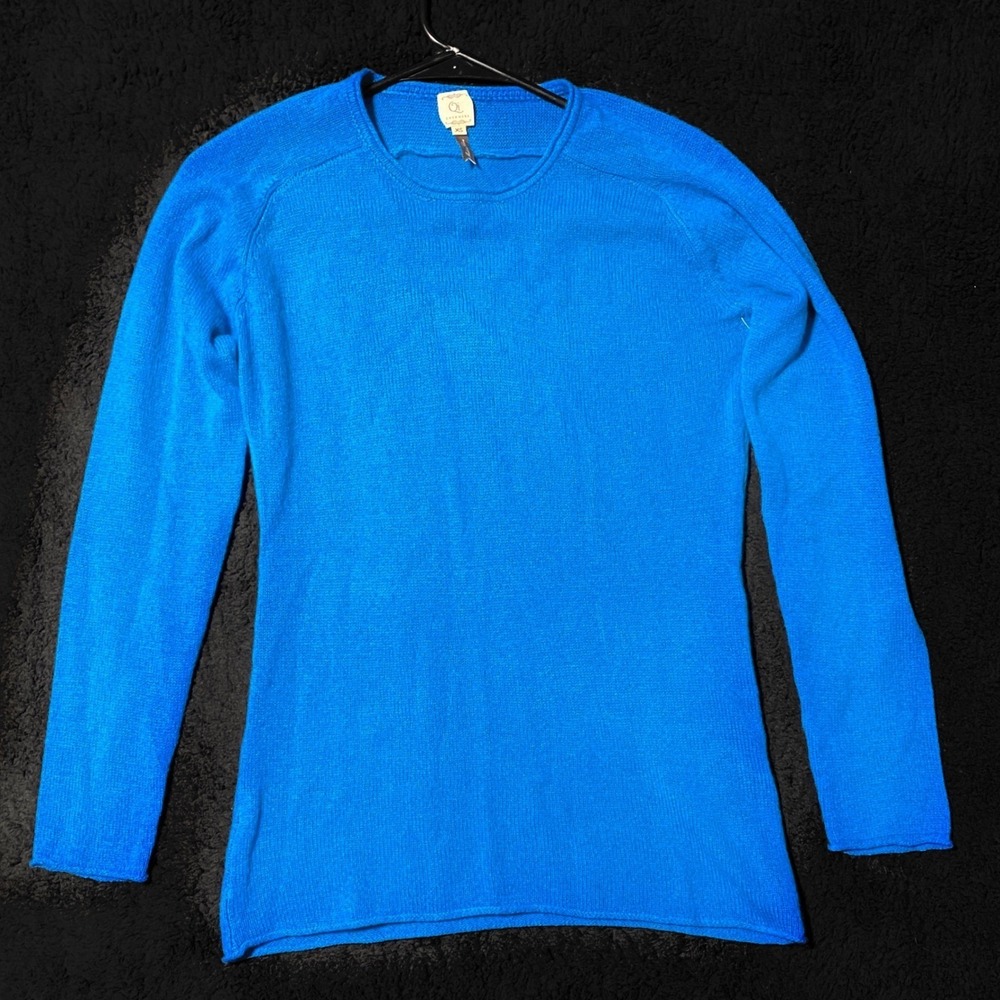 Qi Cashmere‎ Blue Crew Neck Long Sleeve Sweater Top Women's XS